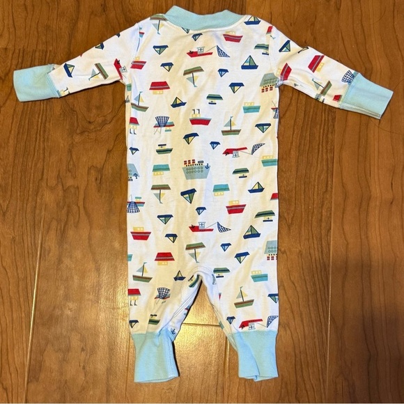 HANNA ANDERSSON Zip Sleeper Pajamas White Boat Long Sleeve 0-6 Months - Picture 2 of 3